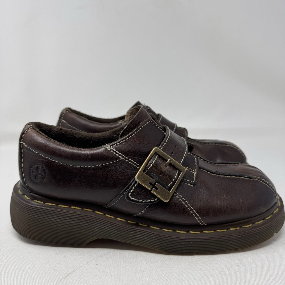 Dr Doc Martens Shoes Womens‎ 9 Monk Strap Oxford Chunky Y2K Brown Leather Wedge